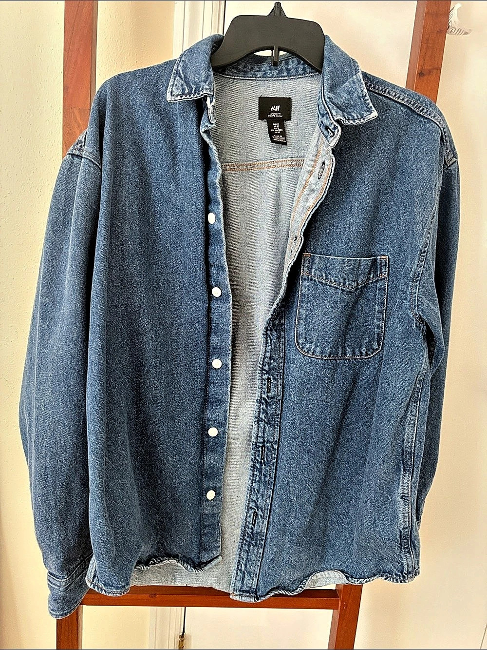 H&M Loose Fit Coupe Denim Shirt Jacket Size Medium